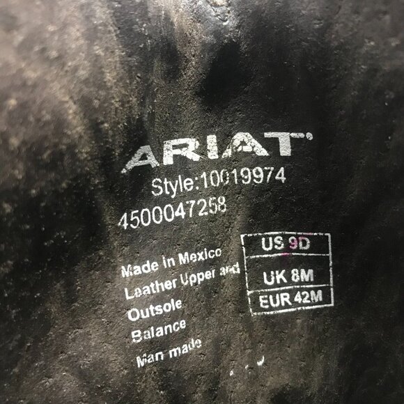 Ariat Circuit Striker Men 9/42 Square Toe Western Boot Brown Embroidered Leather - Picture 8 of 11